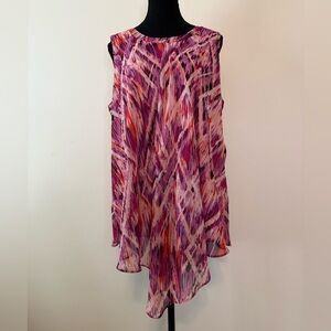 Susan Graver Printed Sheer Chiffon Scarf Top
Berry/Purple Large